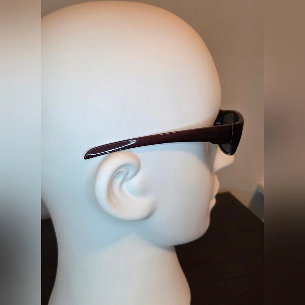 🕯 Y2K Burgundy Wrap Sunglasses UV400 Sport Rectangle Shades w/ Hard Case NWT